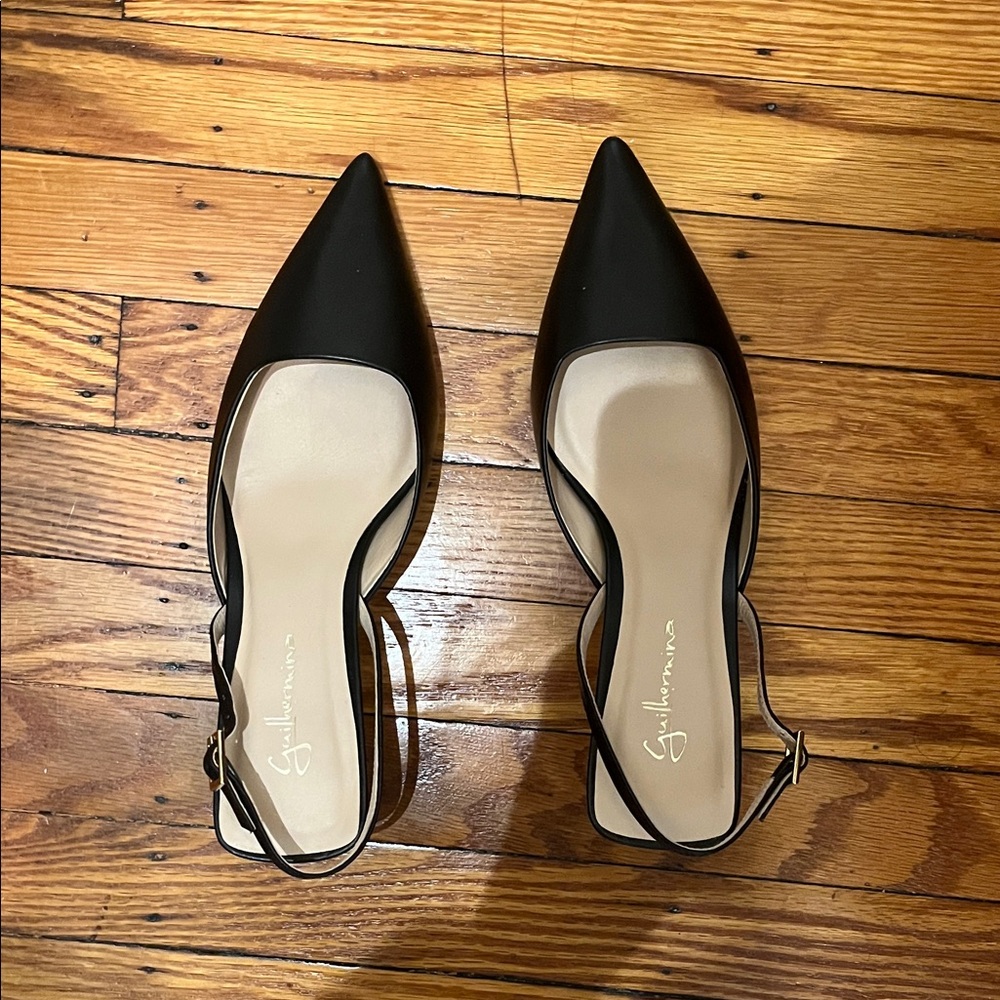 Anthropologie Guilhermina Black Slingback Heels
